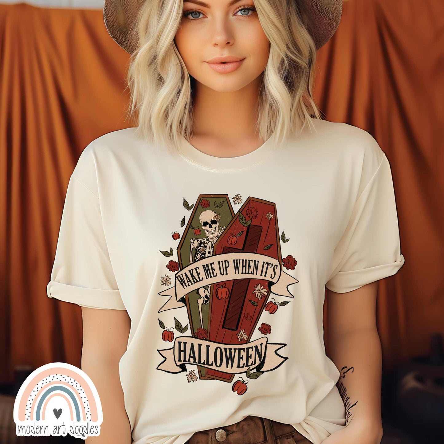 Wake Me Up When It's Halloween Skeleton Coffin Tee Unisex t-shirt