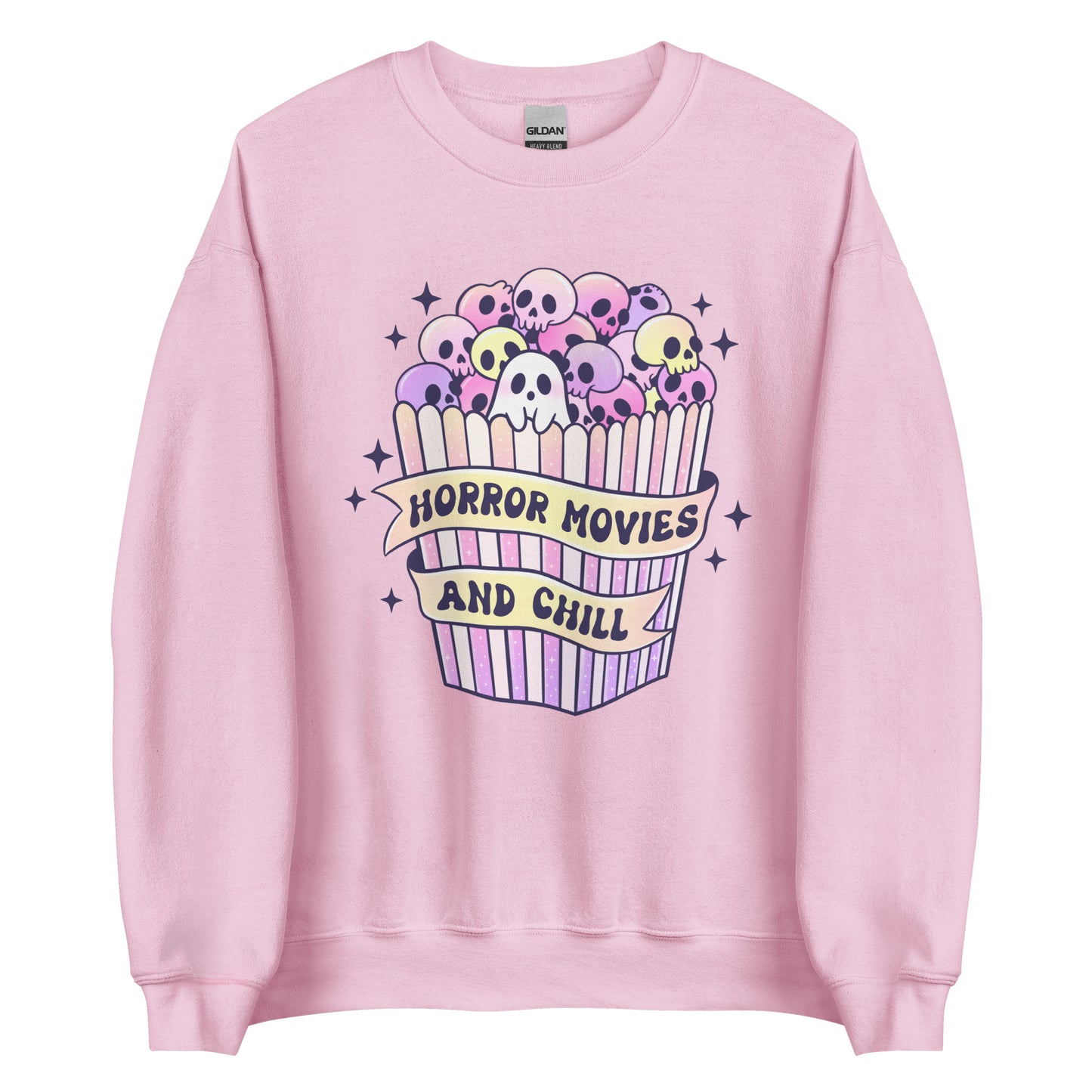 Horror Movies and Chill Pastel Halloween Sweater Unisex Heavy Blend™ Crewneck Sweatshirt