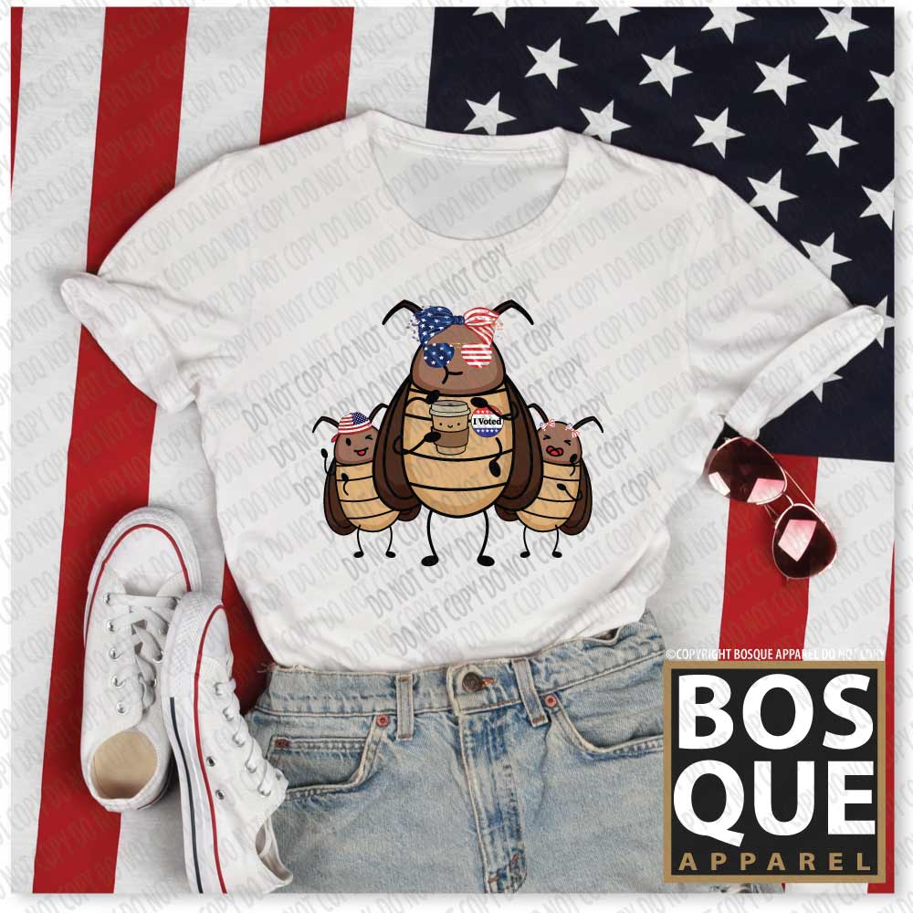 Suburban Cockroach - I Voted! Roach with Bow/Glasses Funny Humor Unisex t-shirt