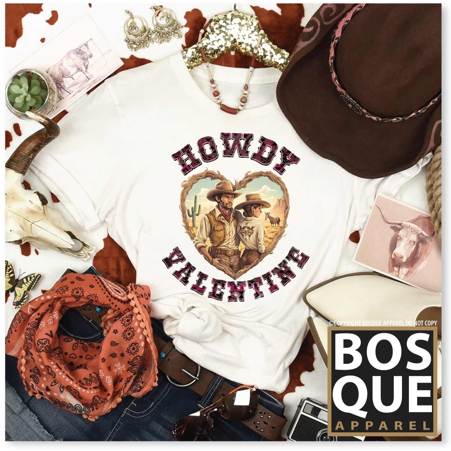 Howdy Valentine Country Southern Cowboy Valentines Day Unisex t-shirt
