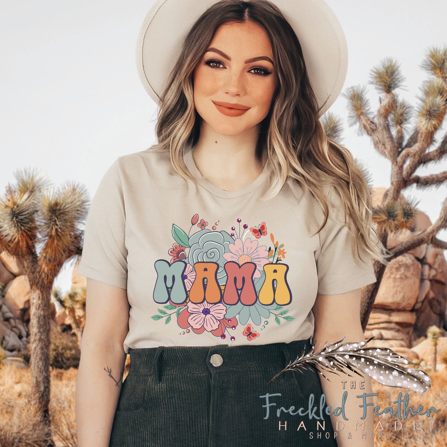 Mama with Flower Border Unisex t-shirt