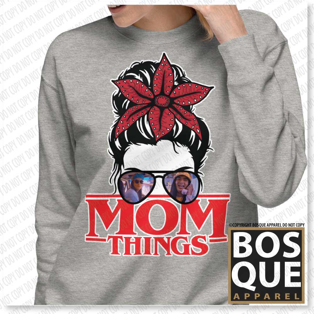Mom Things Stranger Messy Demo Bun Argyle Comfy Unisex Premium Sweatshirt