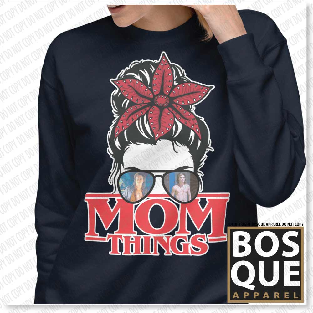 Mom Things Stranger Messy Demo Bun Billy Comfy Unisex Premium Sweatshirt