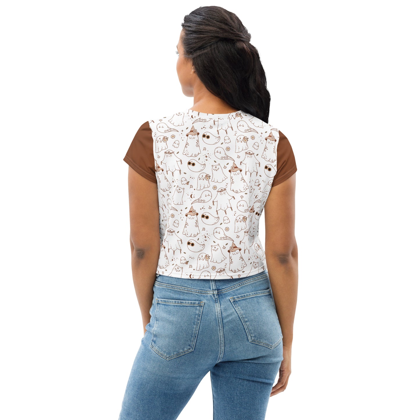 Ghosty Cat All-Over Print Crop Tee