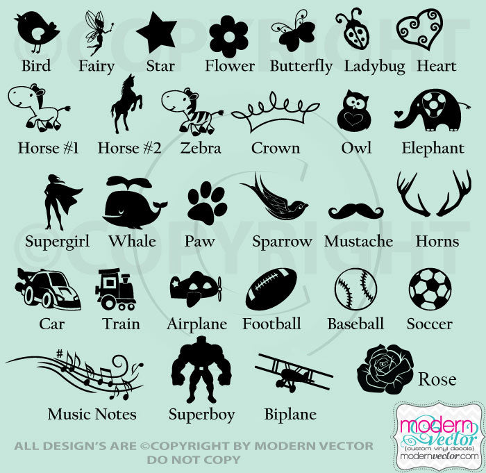 Personalized Name and Monogram Vinyl Wall Decal #107