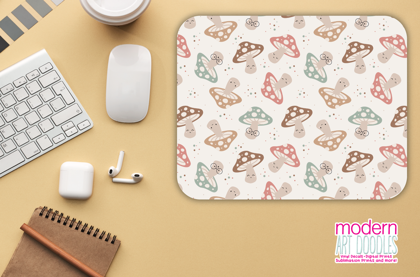 Mushroom Cute Kawaii Gaming Mouse pad, Computer Keyboard Office Accessories, Cute Office Decor