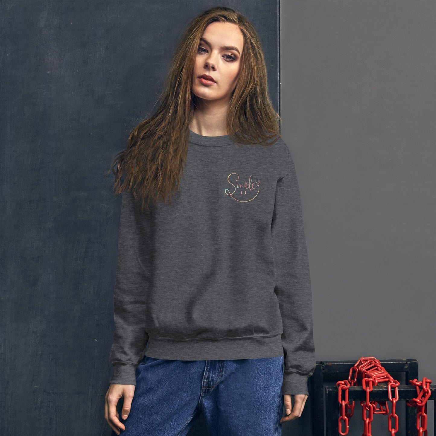 Keep Smiling Hippie Retro Flower Unisex Sweatshirt