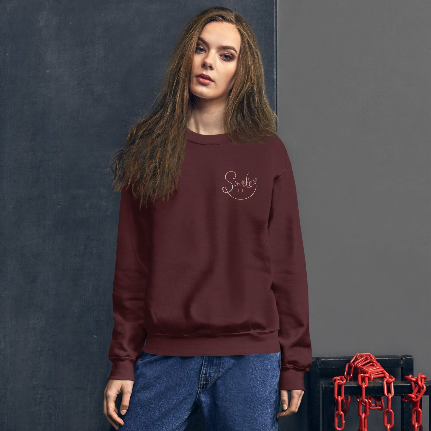 Keep Smiling Hippie Retro Flower Unisex Sweatshirt