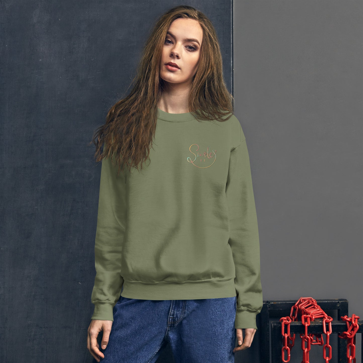 Keep Smiling Hippie Retro Flower Unisex Sweatshirt