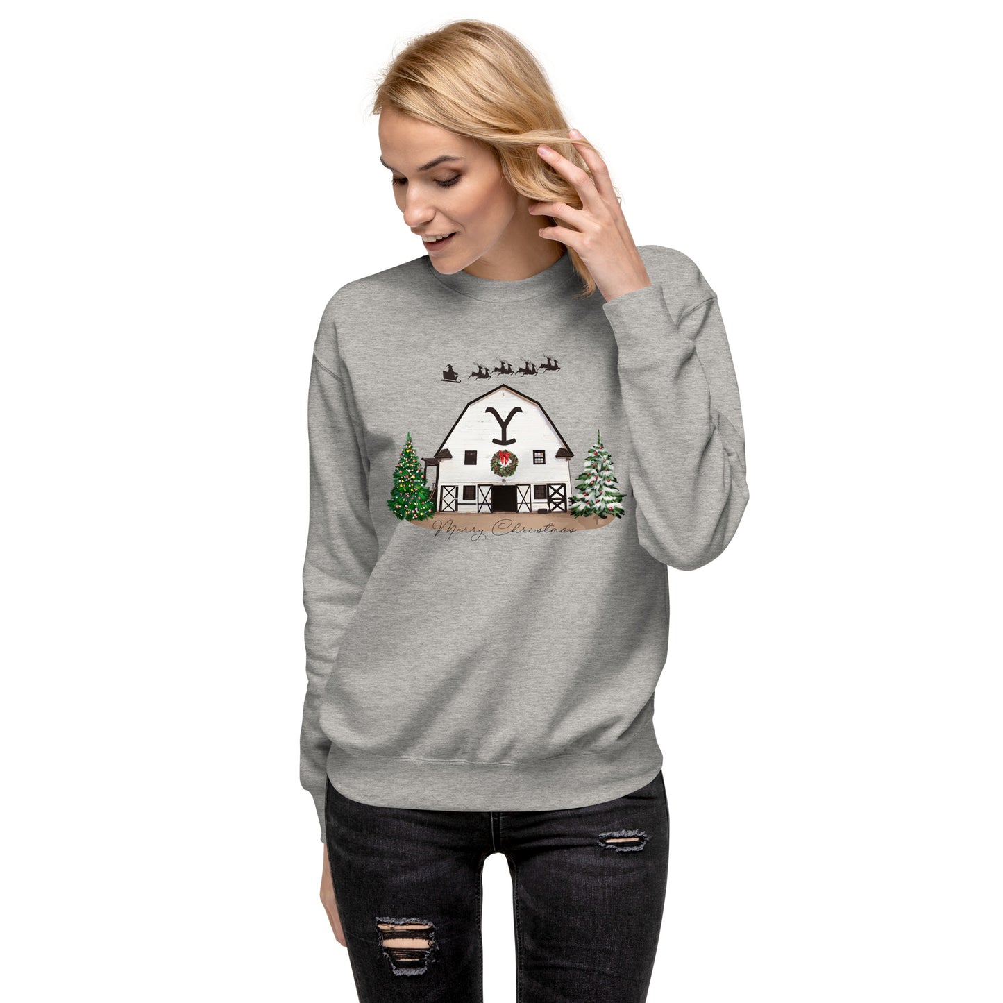 Yellowstone Barn Farmhouse Christmas Unisex Premium Sweatshirt