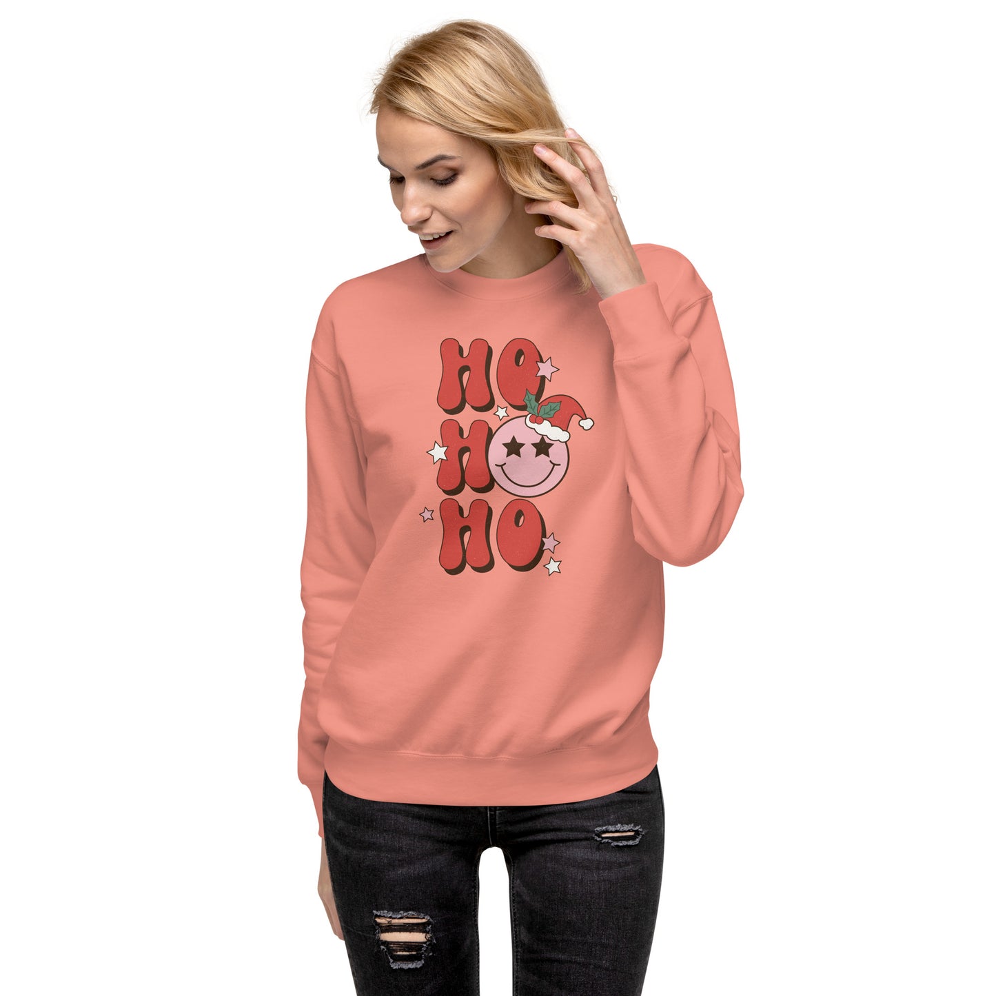 Ho Ho Ho Smiley Christmas Holiday Unisex Premium Sweatshirt