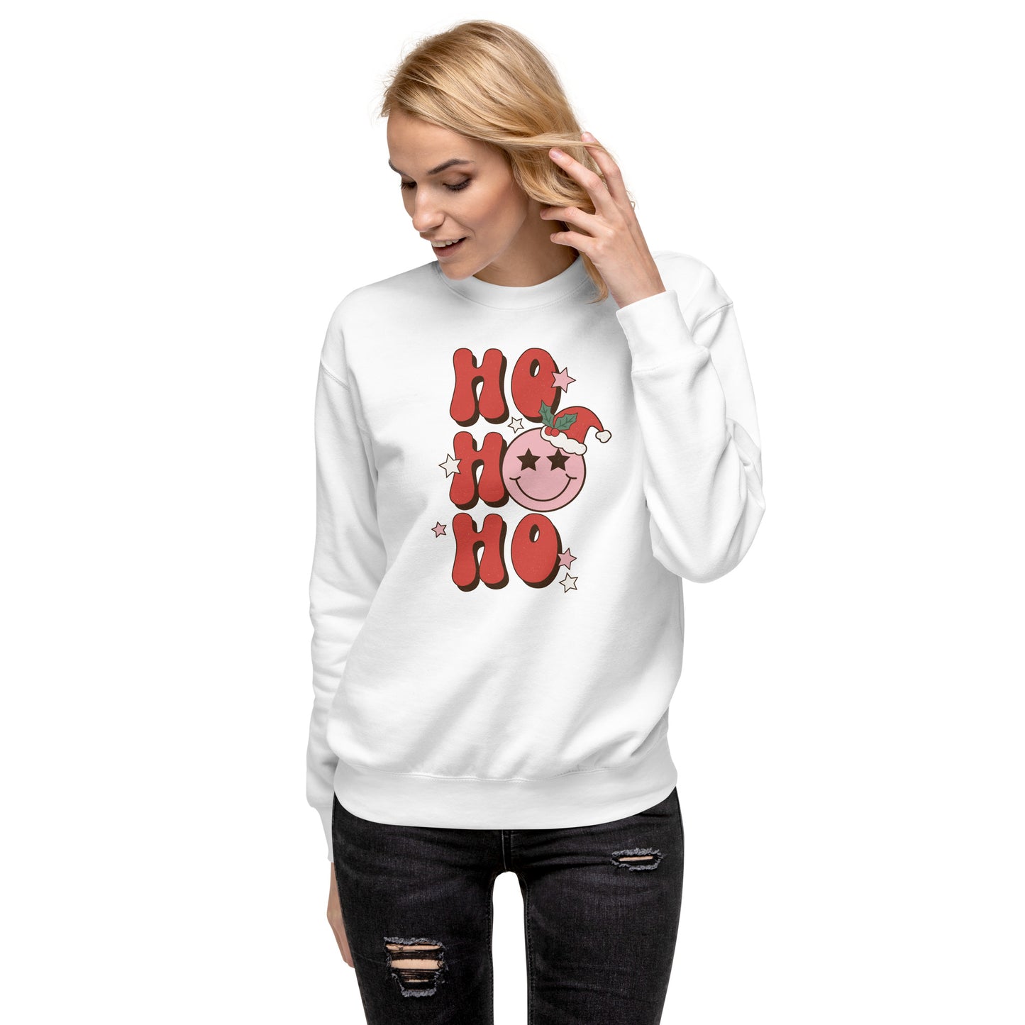 Ho Ho Ho Smiley Christmas Holiday Unisex Premium Sweatshirt