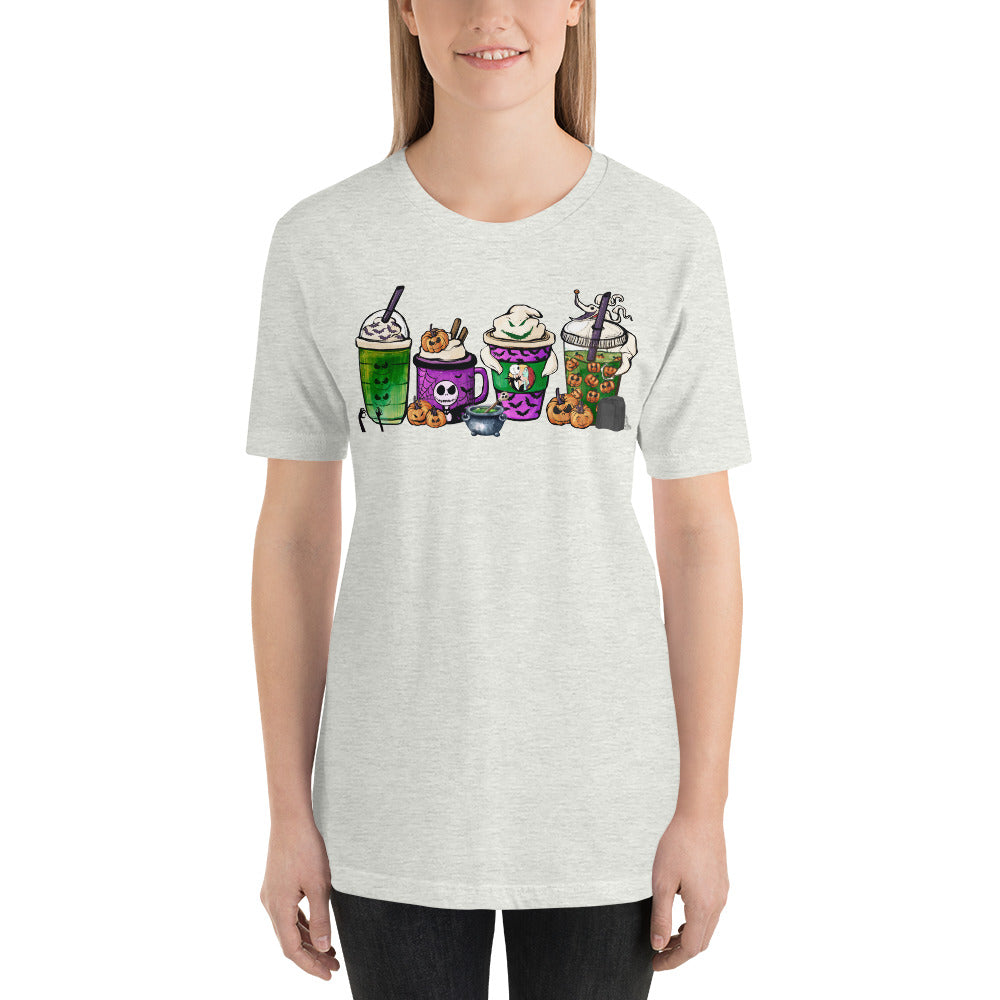 Purple Skeleton Halloween Coffee and Lattes Unisex t-shirt