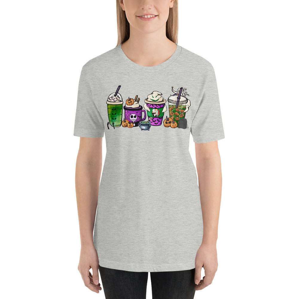 Purple Skeleton Halloween Coffee and Lattes Unisex t-shirt