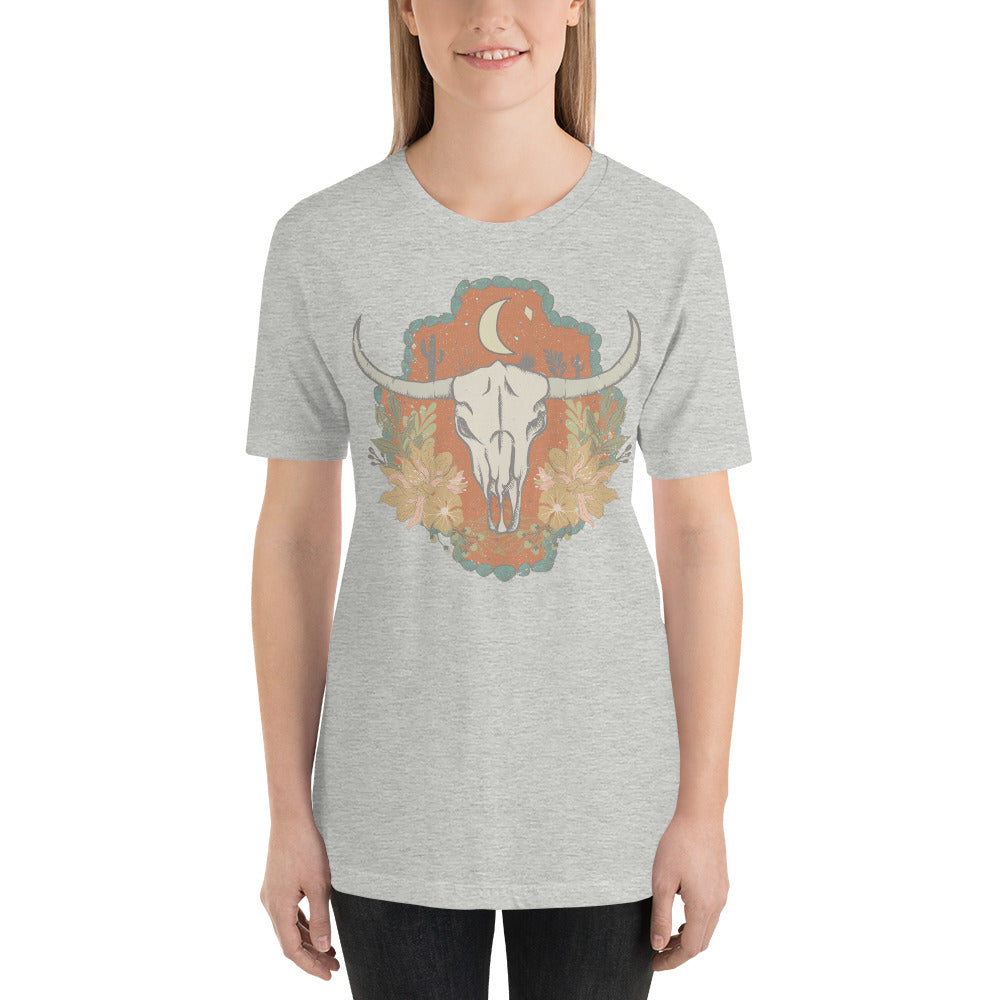 Aztec Cow Skull Horns Western Style Unisex t-shirt