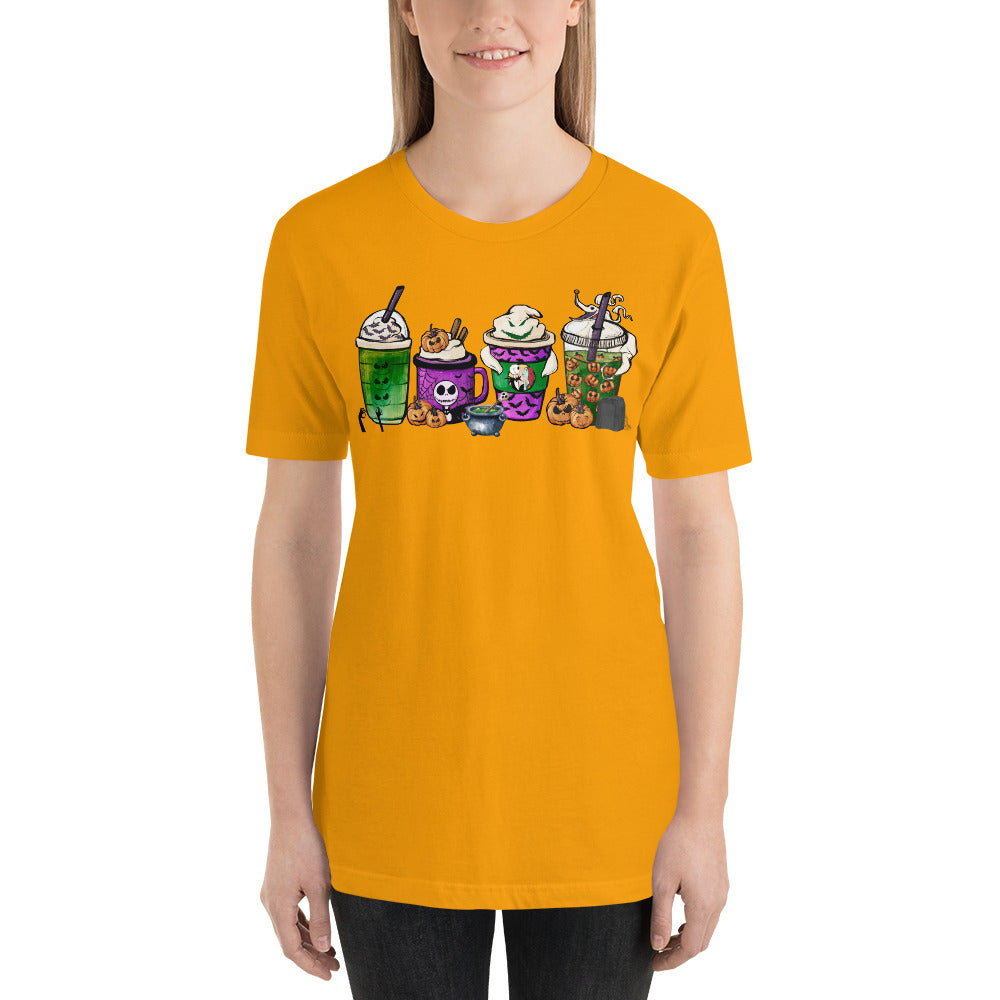 Purple Skeleton Halloween Coffee and Lattes Unisex t-shirt