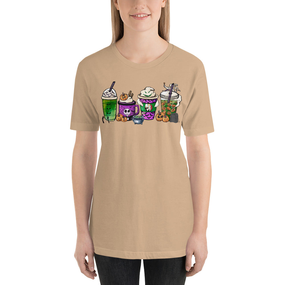 Purple Skeleton Halloween Coffee and Lattes Unisex t-shirt