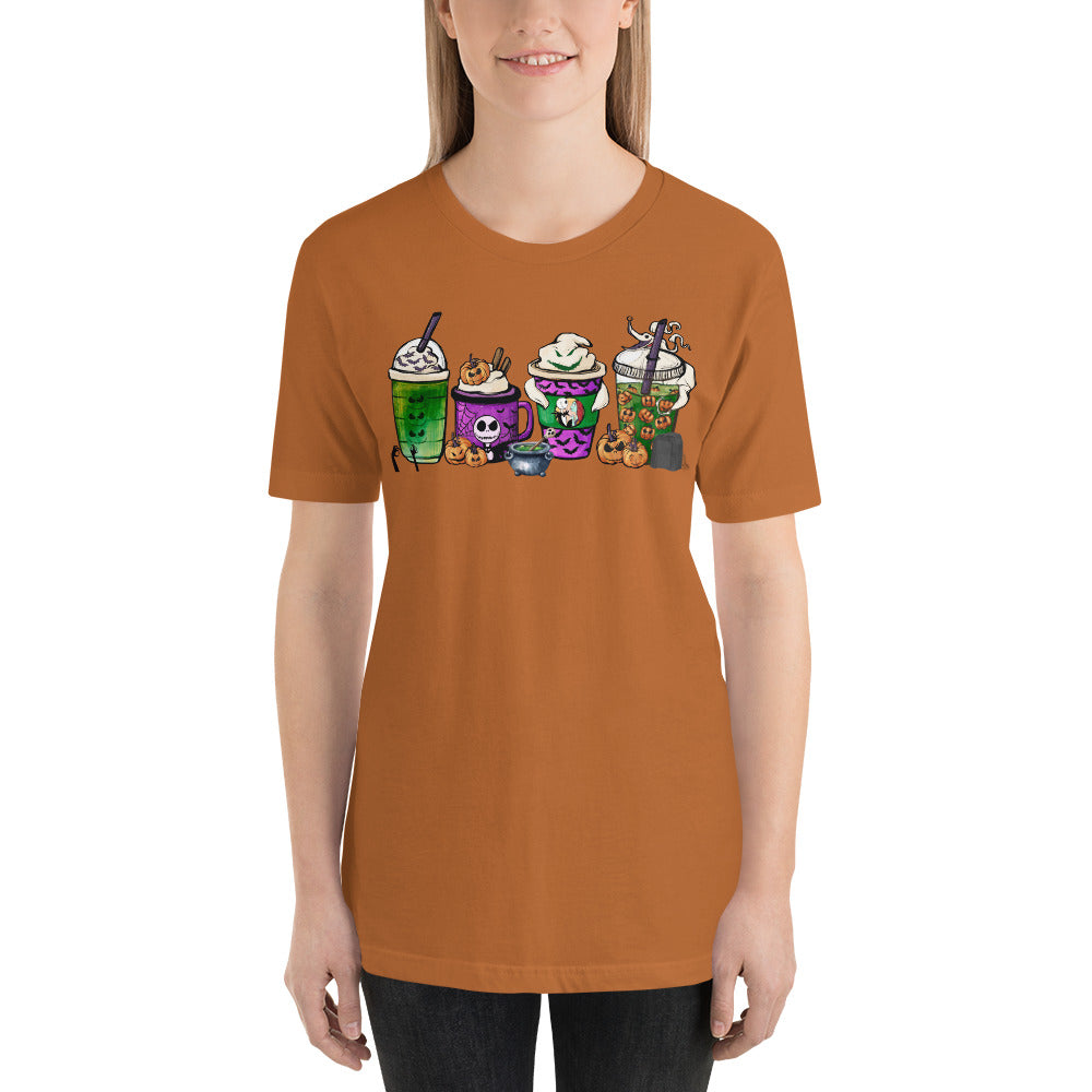 Purple Skeleton Halloween Coffee and Lattes Unisex t-shirt
