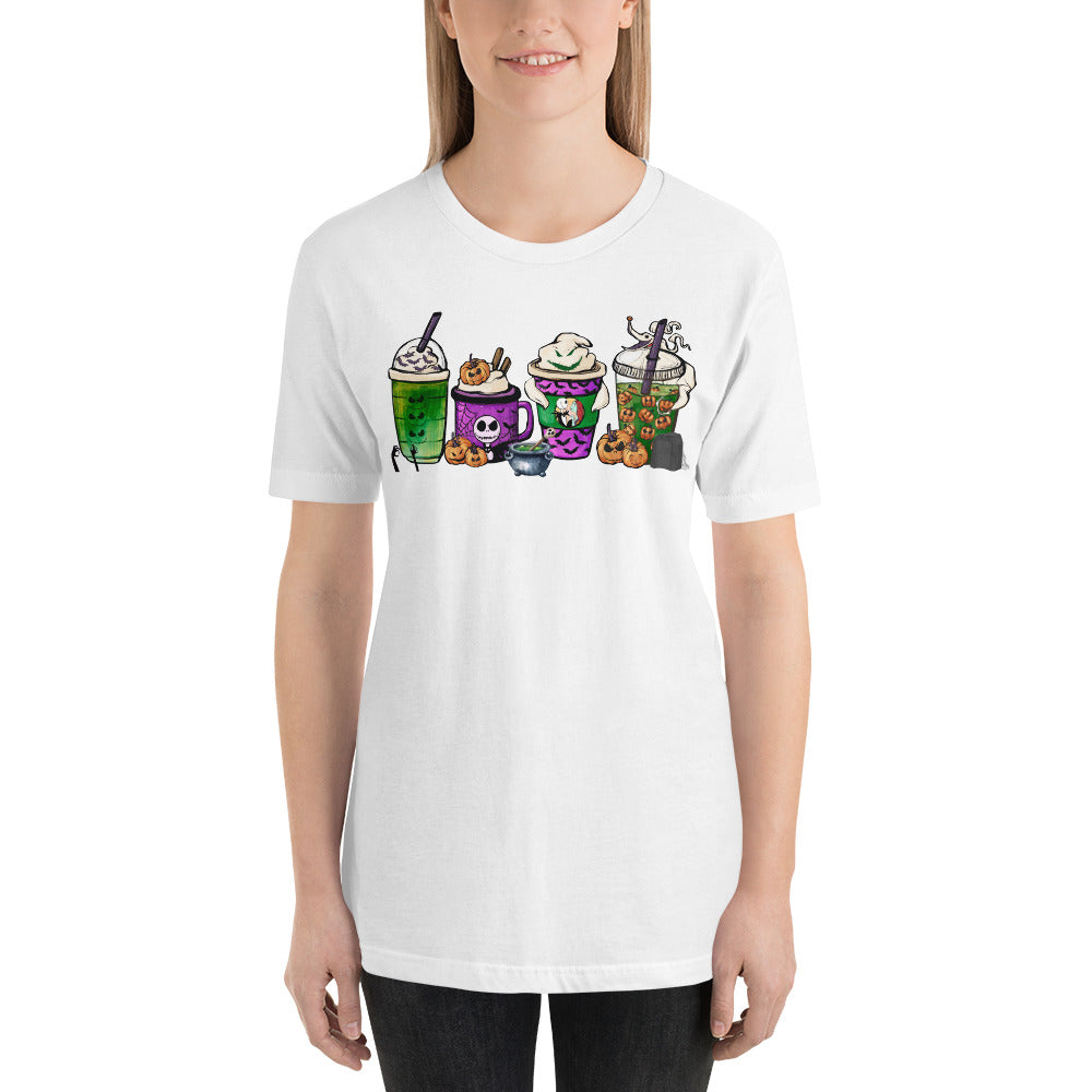 Purple Skeleton Halloween Coffee and Lattes Unisex t-shirt