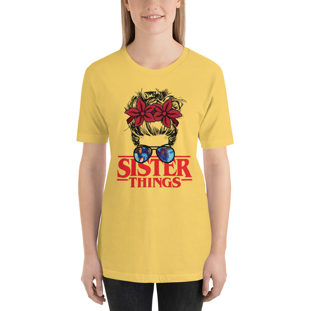 Sister Things Messy Stranger DemoBun Halloween Horror Unisex t-shirt