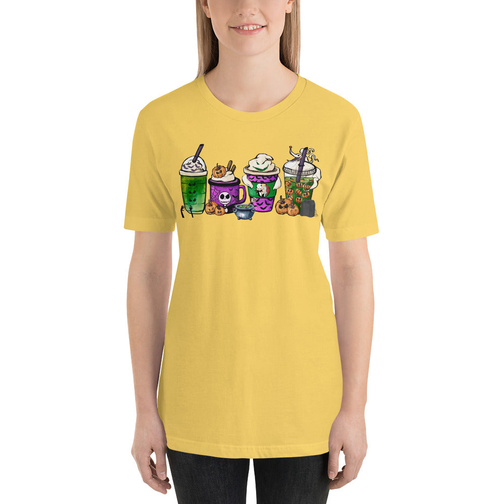 Purple Skeleton Halloween Coffee and Lattes Unisex t-shirt