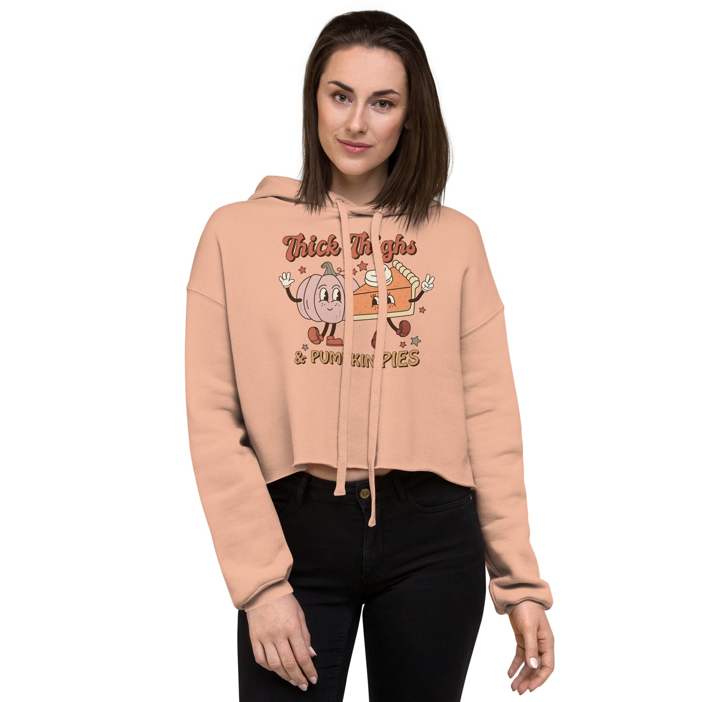 Thick Thighs and Pumpkin Pies Thanksgiving Season Cozy Crop Hoodie