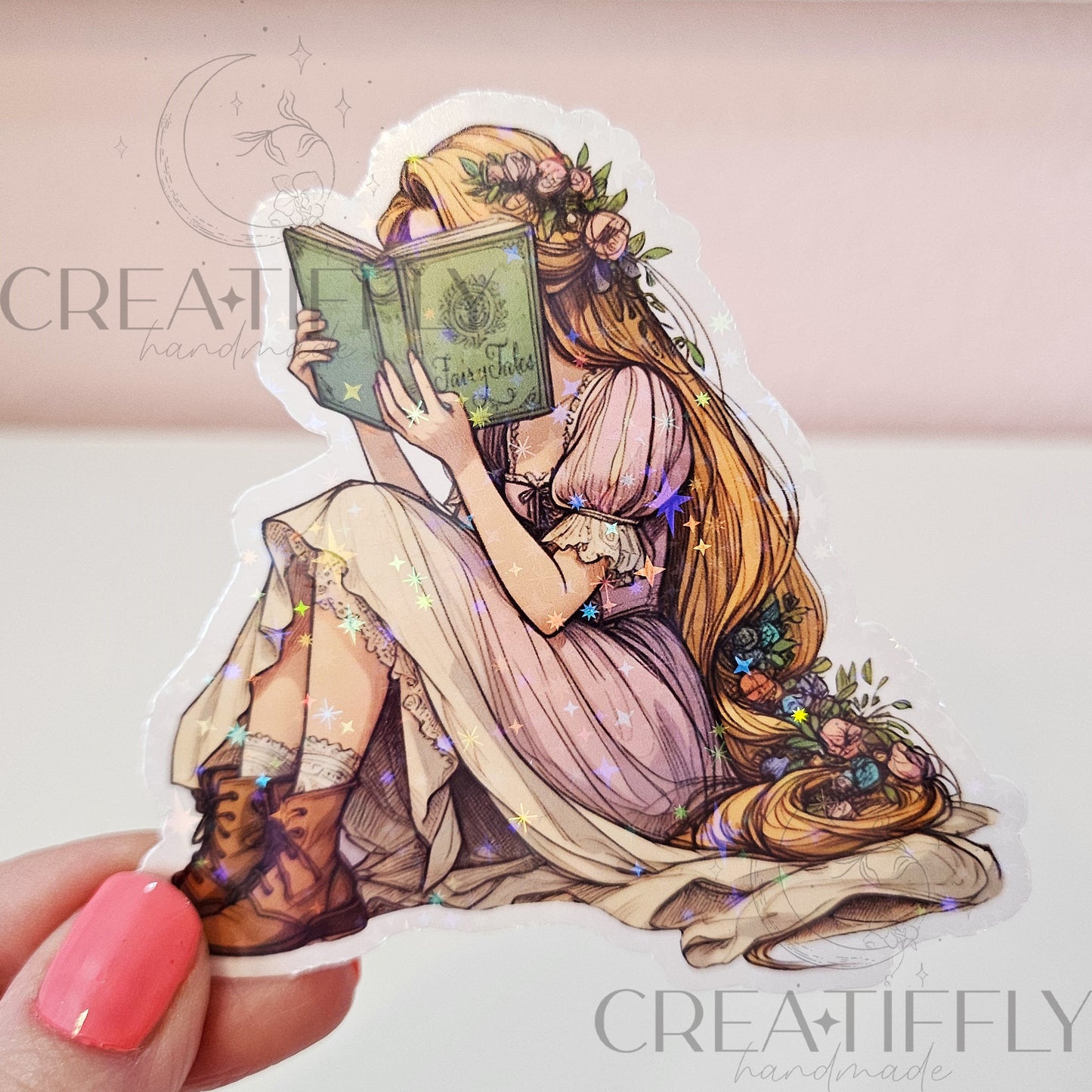Princess Book Reading Sticker, Bookish sticker, Kindle Sticker, Book Sticker, Cellphone Sticker, Waterproof - FAST SHIP