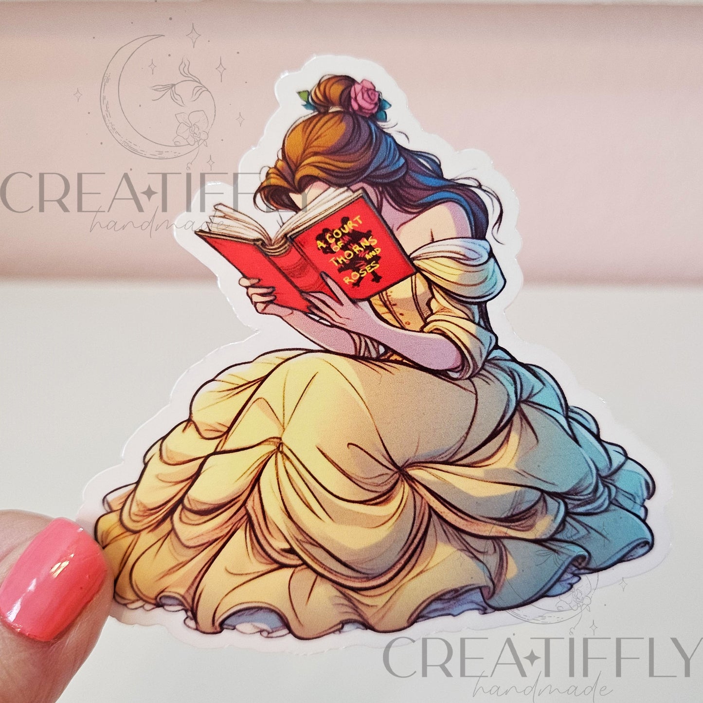 Princess Book Reading Sticker, Bookish sticker, Kindle Sticker, Book Sticker, Cellphone Sticker, Waterproof - FAST SHIP