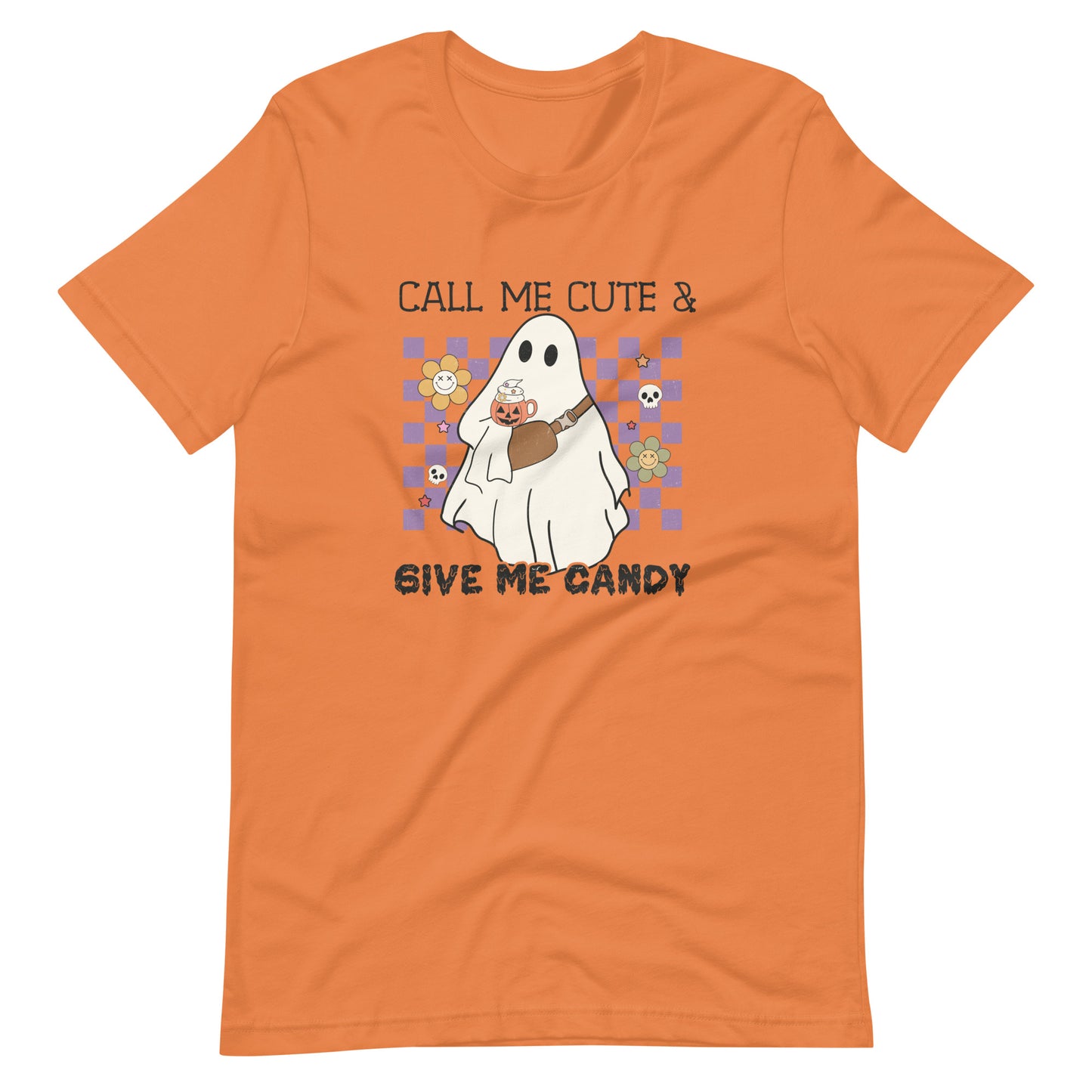Call Me Cute and Give Me Candy Ghost Halloween Spooky Tee Unisex t-shirt