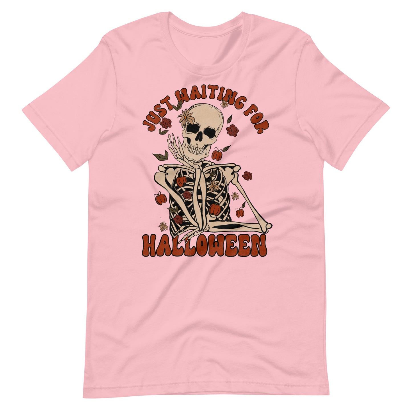 Just Waiting For Halloween Skeleton Spooky Tee Unisex t-shirt
