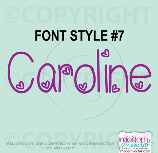 Script, Handwritten, or Bold Font Style Personalized Name Vinyl Wall Decal