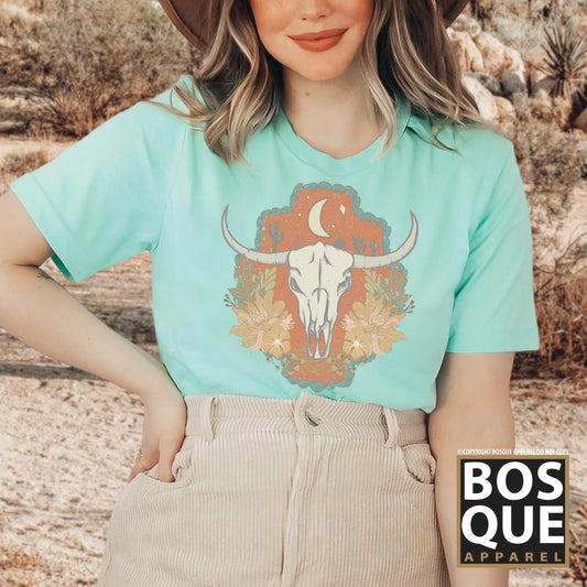 Aztec Cow Skull Horns Western Style Unisex t-shirt