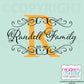 Custom Family Name Decal Personalized Last Name Wall Decal Established Date Monogram Swirl Design