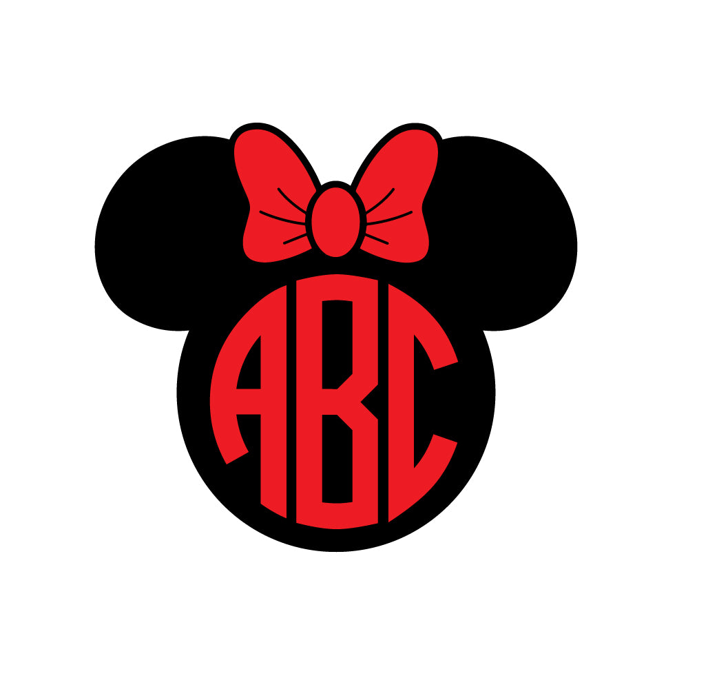 Mouse Ears Monogram Decal with Big Bow Vinyl Decal