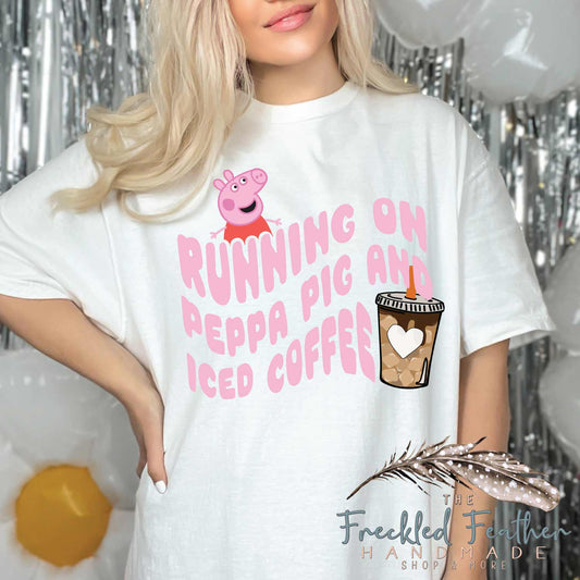 Running on Pig and Iced Coffee Unisex t-shirt