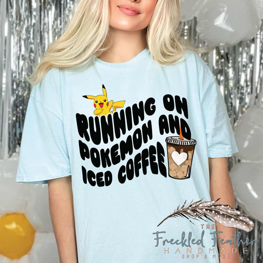 Running on Cute Character and Iced Coffee Unisex t-shirt