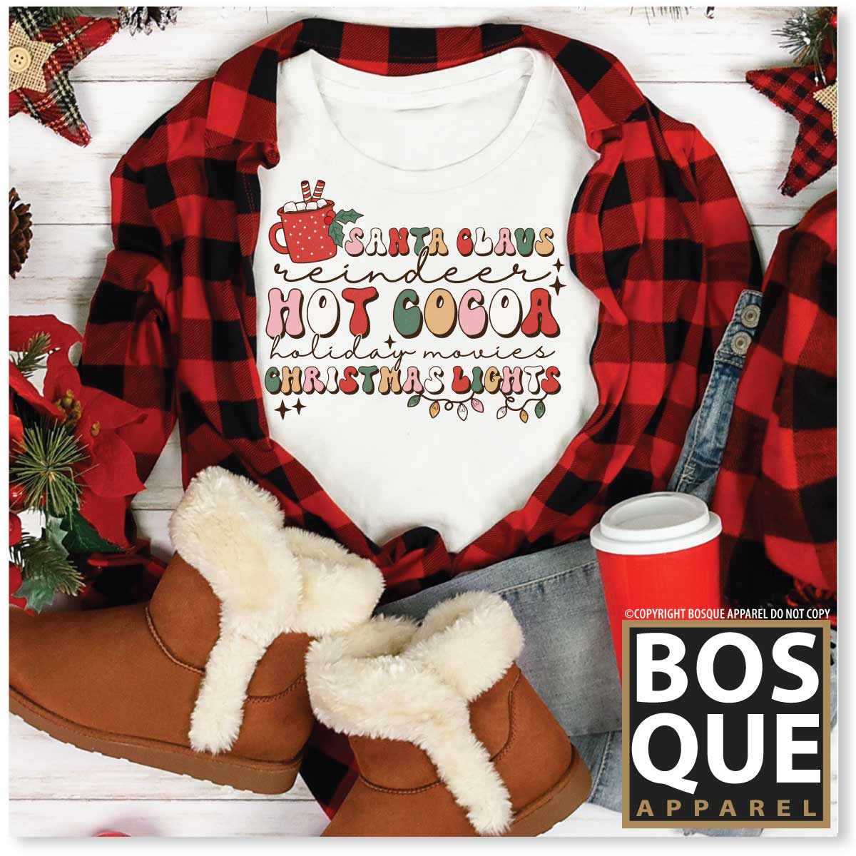 Santa Hot Cocoa Lights Christmas Holiday Unisex Premium Sweatshirt