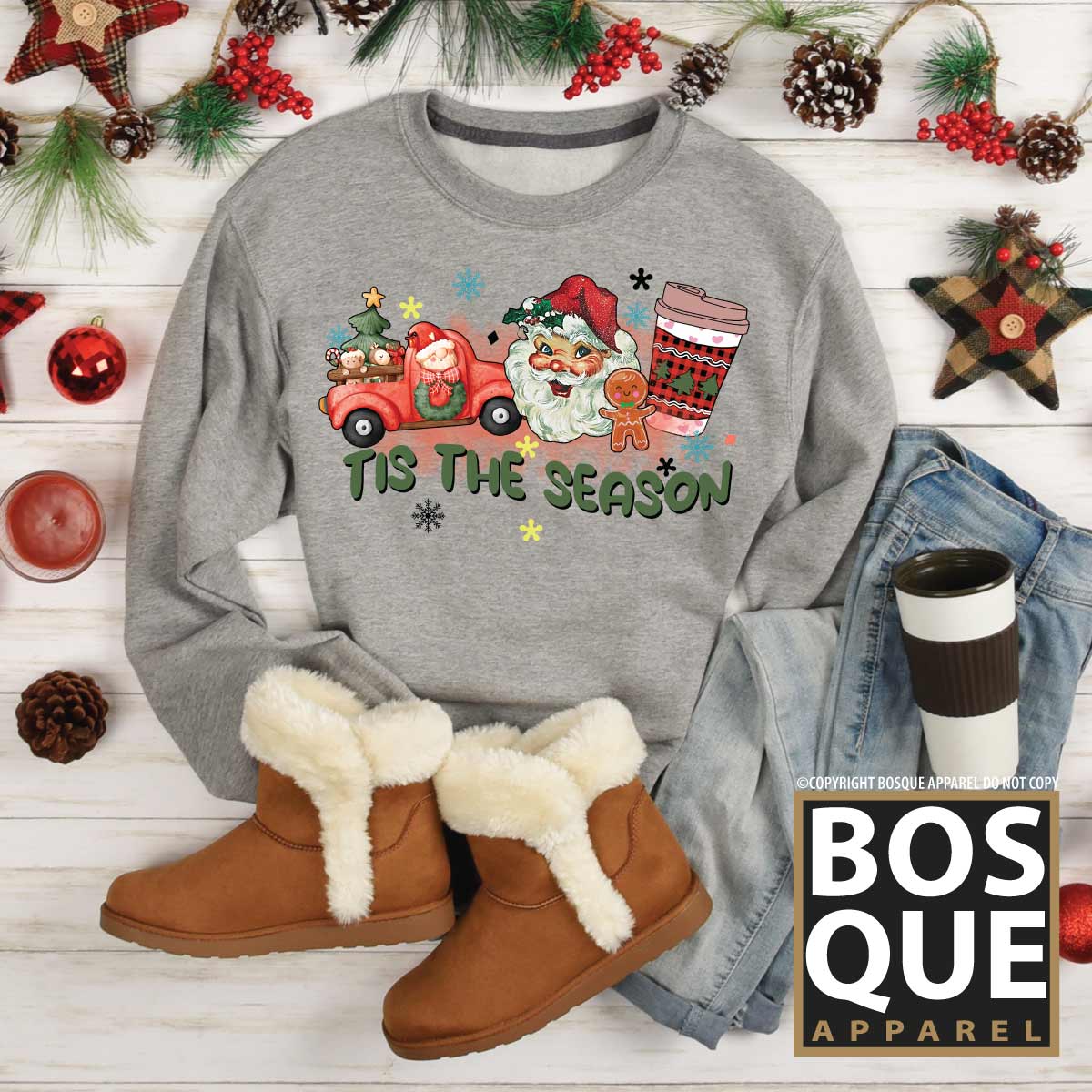 Antique Tis the Season Style Christmas Holiday Unisex Premium Sweatshirt