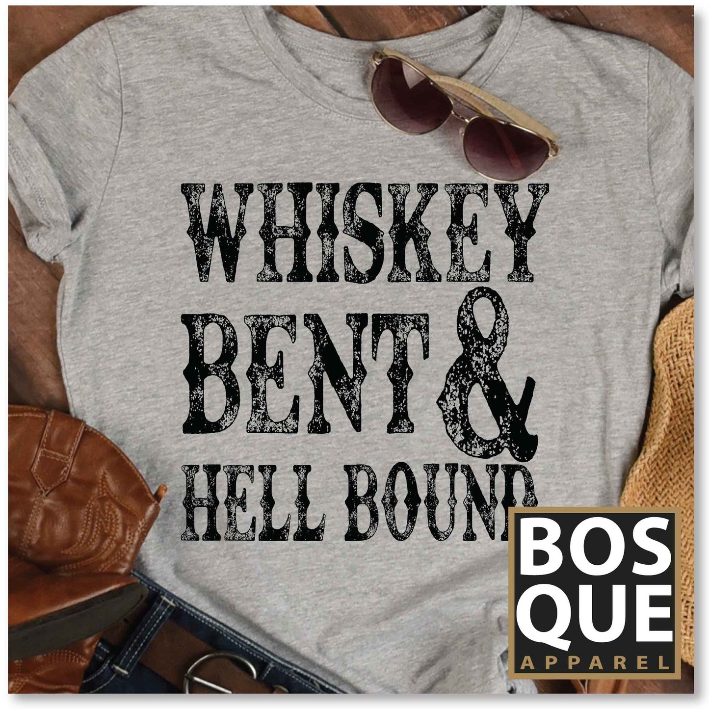 Whiskey Bent & Hell Bound / Black Text Country Unisex t-shirt