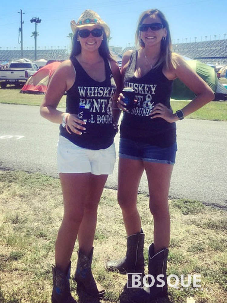 Whiskey Bent and Hell Bound Country Women's Racerback Tank