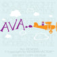 Girl Biplane and Character Personalized Vinyl Wall Decal