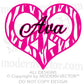 Zebra Peace Heart Personalized Name and Monogram Vinyl Wall Decal