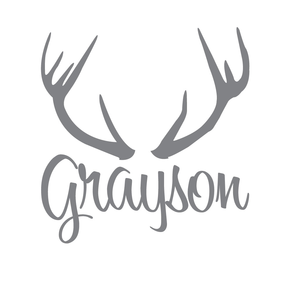 Buck Antlers Personalized Vinyl Wall Decal