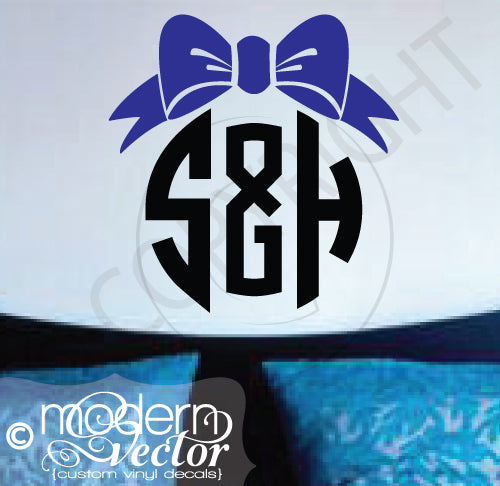 Monogram Decal with Bow Vinyl Decal