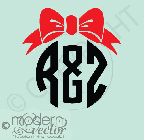 Monogram Decal with Bow Vinyl Decal