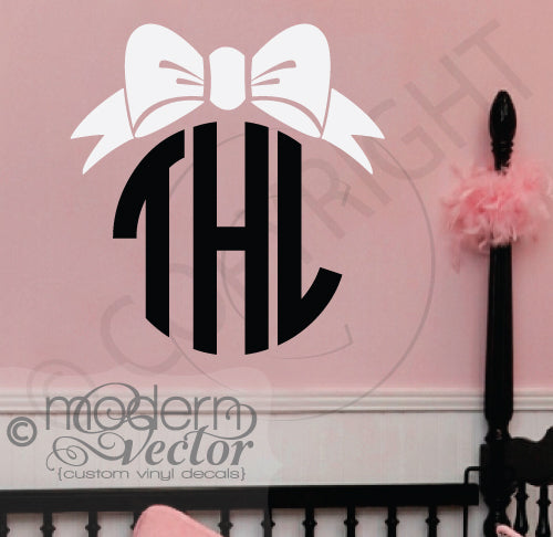 Monogram Decal with Bow Vinyl Decal