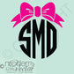 Monogram Decal with Bow Vinyl Decal