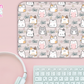 Kitty Pastel Cute Kawaii Gaming Mouse pad, Computer Keyboard Office Accessories, Cute Office Decor