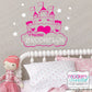 Princess Castle with Stars Personalized Name and Monogram Vinyl Wall Decal