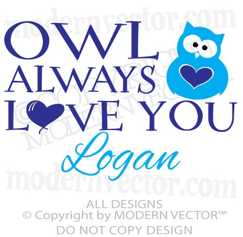 Owl Always Love You Personalized Name Vinyl Wall Decal